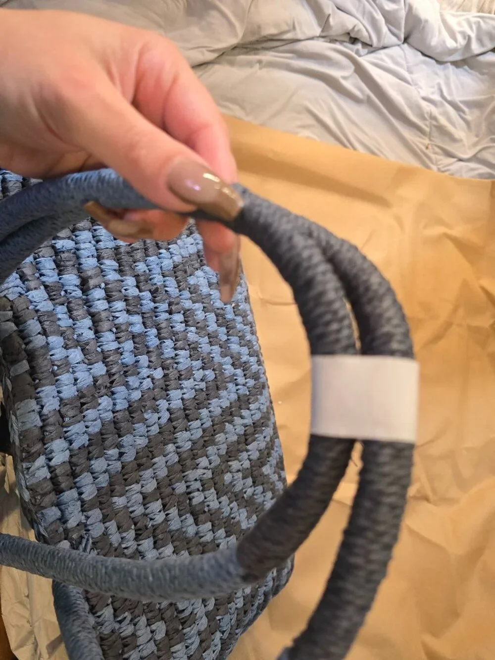 Patricia Nash Luciella Large Top Handle Bag Woven Chevron Tote - Oceano NWT